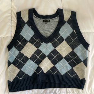 Blue checkered sweater vest